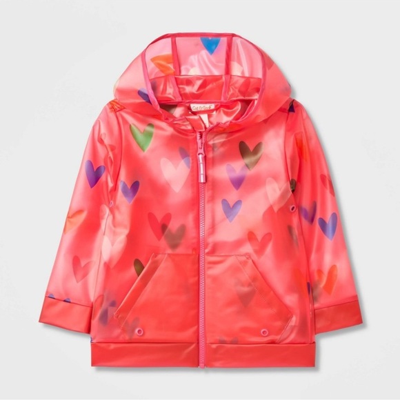 Cat & Jack Pink Heart Raincoat - Picture 12 of 15